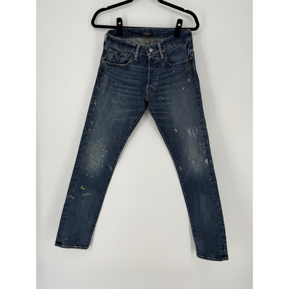Polo Ralph Lauren Mens Sullivan Slim Distressed paint splatter Jeans‎ Size 28/30